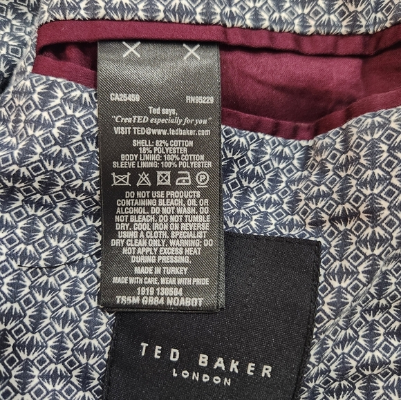 Ted Baker London Jay Trim Fit Blue And Grey Men's Wool Blazer Size 42 - Picture 3 of 8